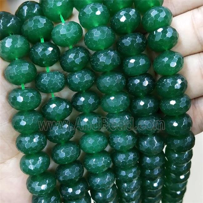 Green Jade Beads Faceted Rondelle Dye