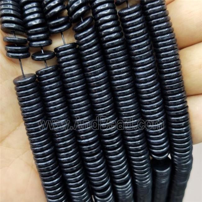 Oxidative Agate Heishi Spacer Beads Black