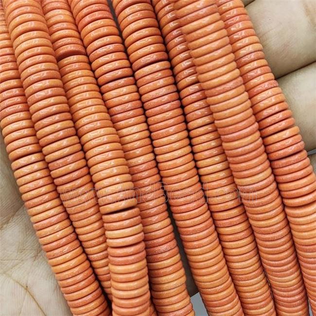 Oxidative Agate Heishi Spacer Beads Orange