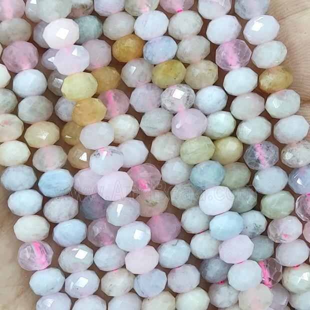 Natural Morganite Beads Faceted Rondelle Multicolor