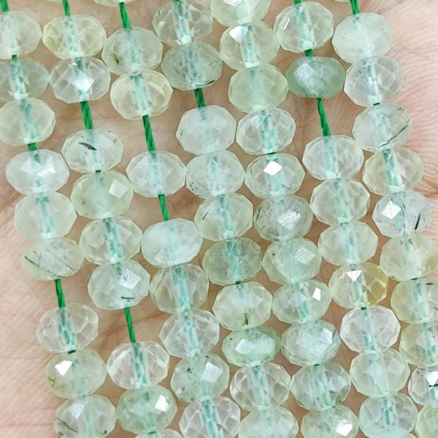 Natural Prehnite Beads Green Faceted Rondelle