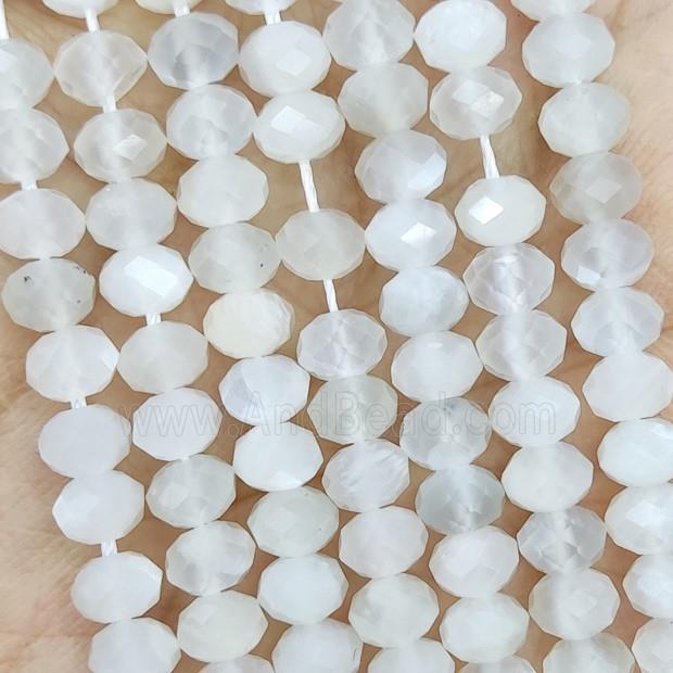 Natural White Moonstone Beads A-Grade Faceted Rondelle