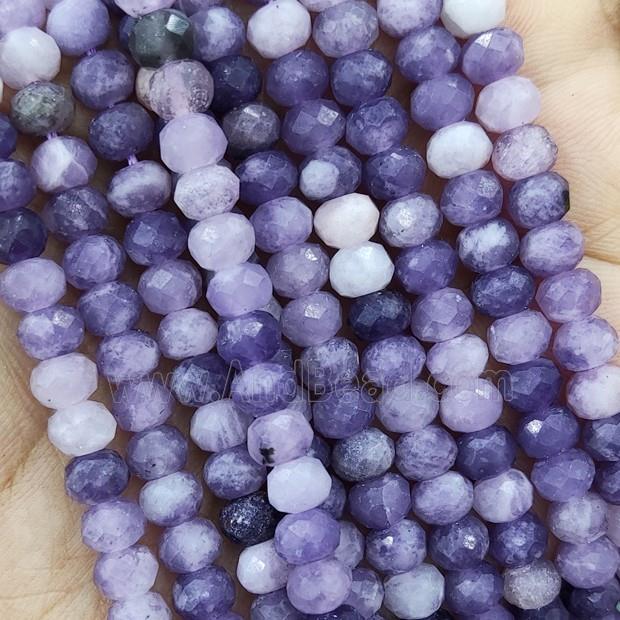 Natural Lepidolite Beads Purple Faceted Rondelle
