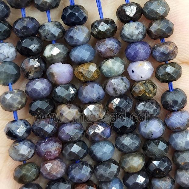 Natural Sapphire Beads Darkblue Faceted Rondelle