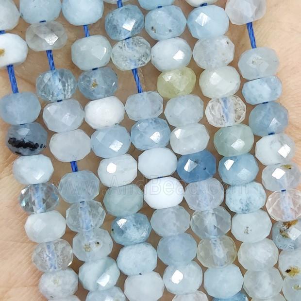 Natural Aquamarine Beads Blue Faceted Rondelle