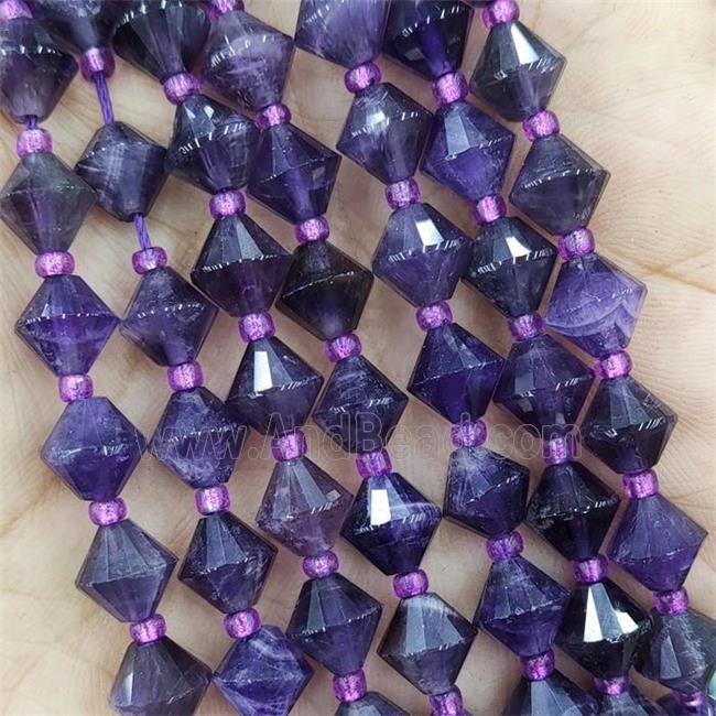 Natural Amethyst Beads Purple Bicone