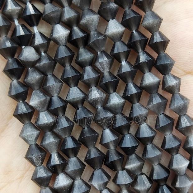 Gold Obsidian Beads Black Bicone