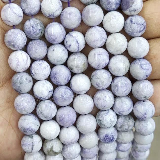 Purple Howlite Turquoise Beads Smooth Round Dye