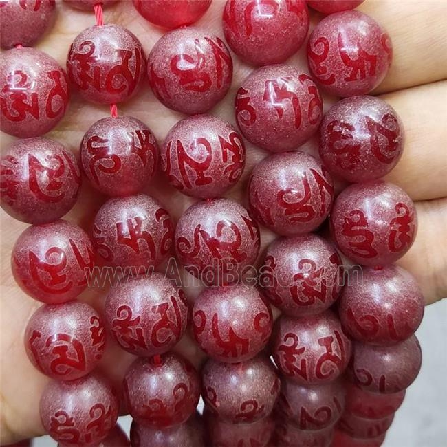 Red Carnelian Agate Buddhist Beads Om Mani Padme Hum