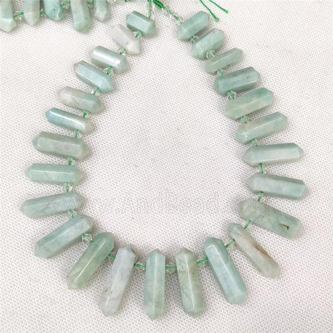 Green Amazonite Bullet Beads Topdrilled Graduated
