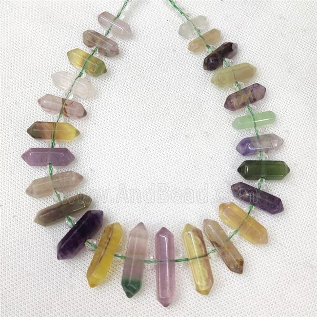 Natural Fluorite Bullet Beads Energy Prism Graduated