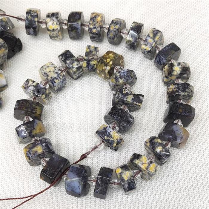 Natural Ocean Agate Heishi Beads Cut Darkblue Yellow