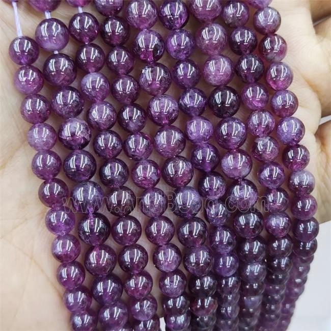 Natural Garnet Beads Purple Smooth Round B-Grade