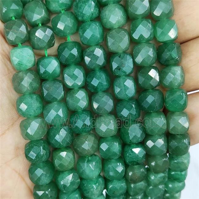 Natural Green Aventurine Beads Faceted Cube