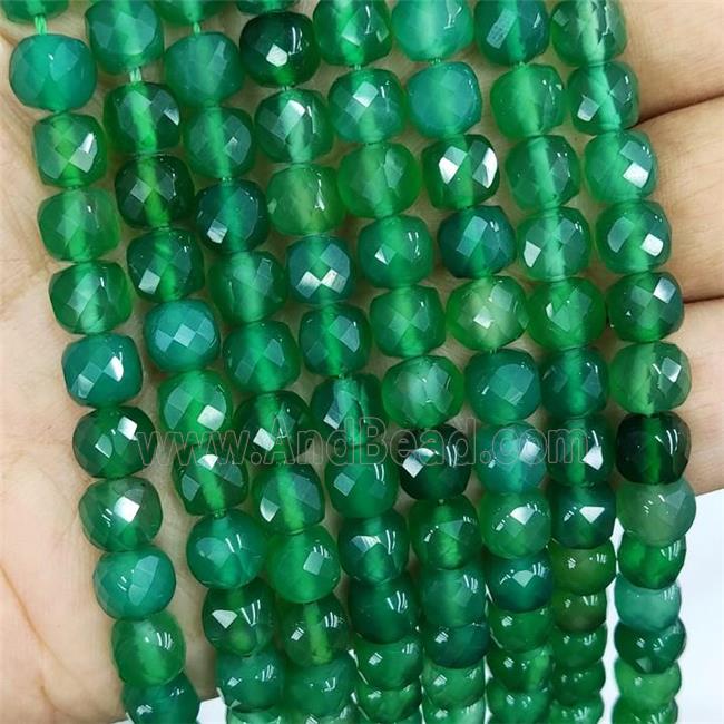 Natural Agate Beads Green Treated Faceted Cube