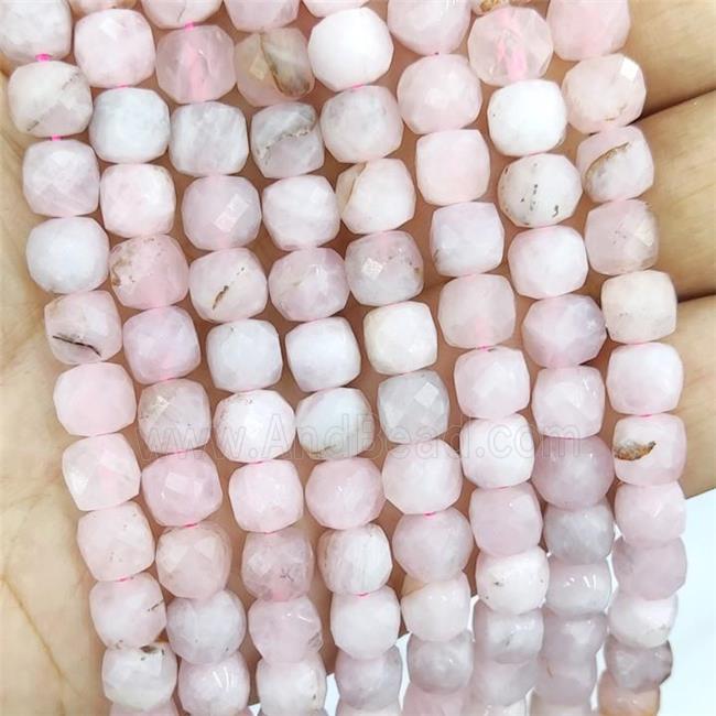 Natural Pink Morganite Beads Faceted Cube