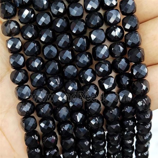 Natural Black Onyx Agate Beads Faceted Cube