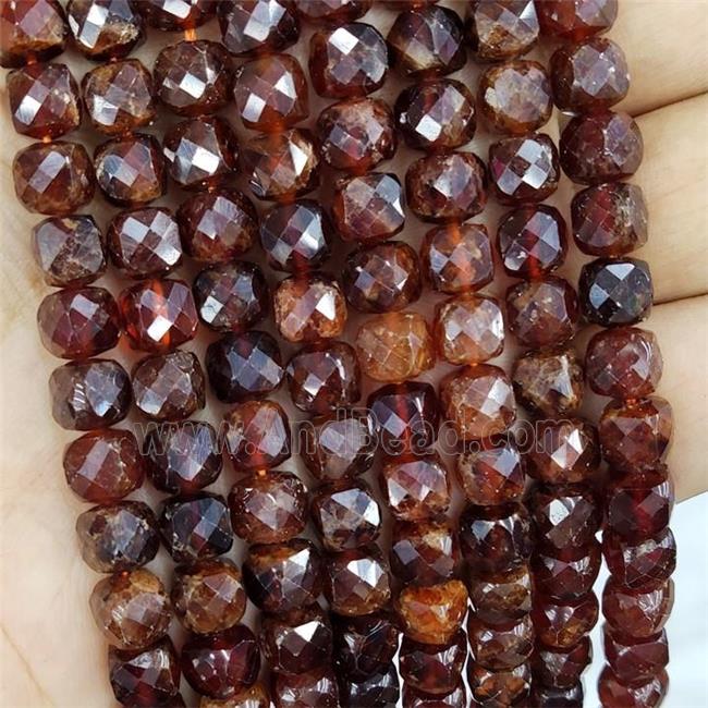 Natural Garnet Beads Orange Faceted Cube