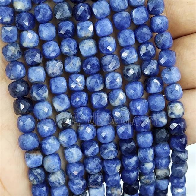 Natural Sodalite Beads Blue Faceted Cube