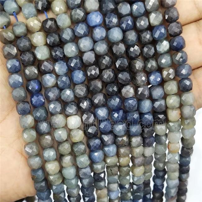 Natural Sapphire Beads Blue Faceted Cube