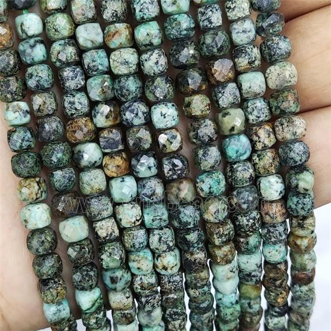 Natural African Turquoise Beads Green Faceted Cube