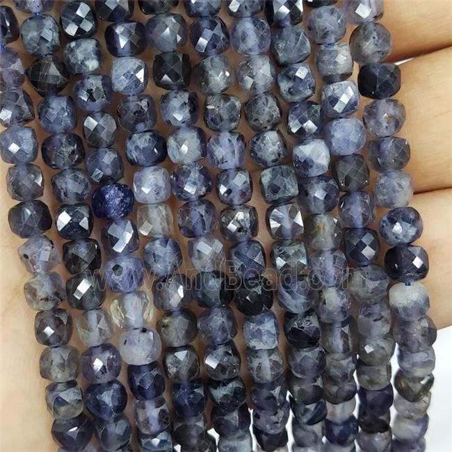 Natural Iolite Beads Faceted Cube