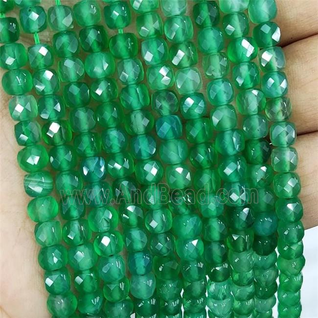 Natural Green Agate Beads Dye Faceted Cube