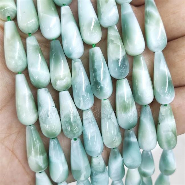Natural Peacock Angelite Beads Teardrop Green