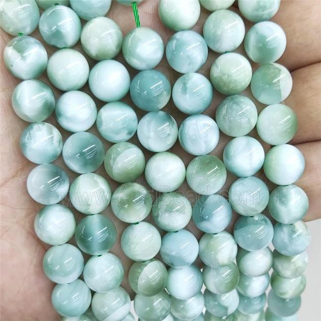 Natural Brazilian Peacock Angelite Beads Smooth Round Green