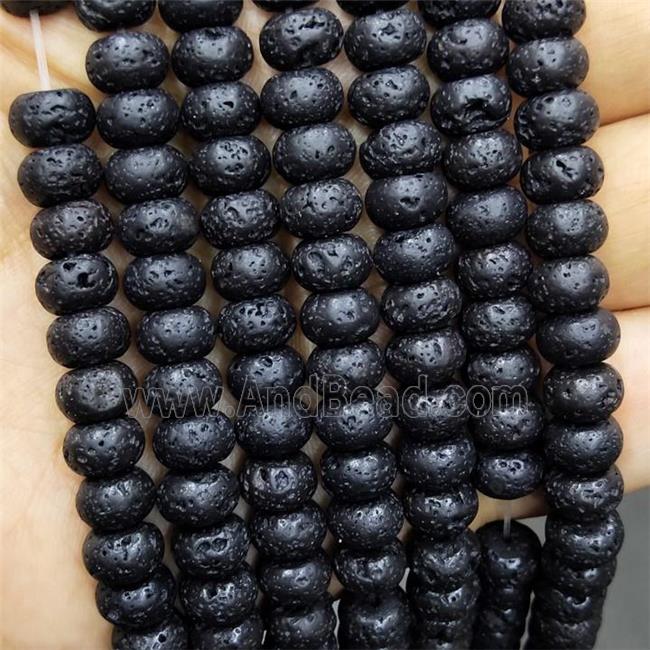 Black Lava Beads Rondelle
