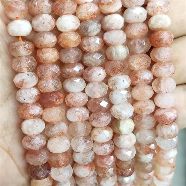 Peach Sunstone Beads Faceted Rondelle