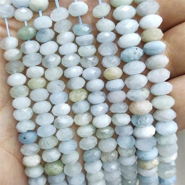 Natural Aquamarine Beads Blue Faceted Rondelle