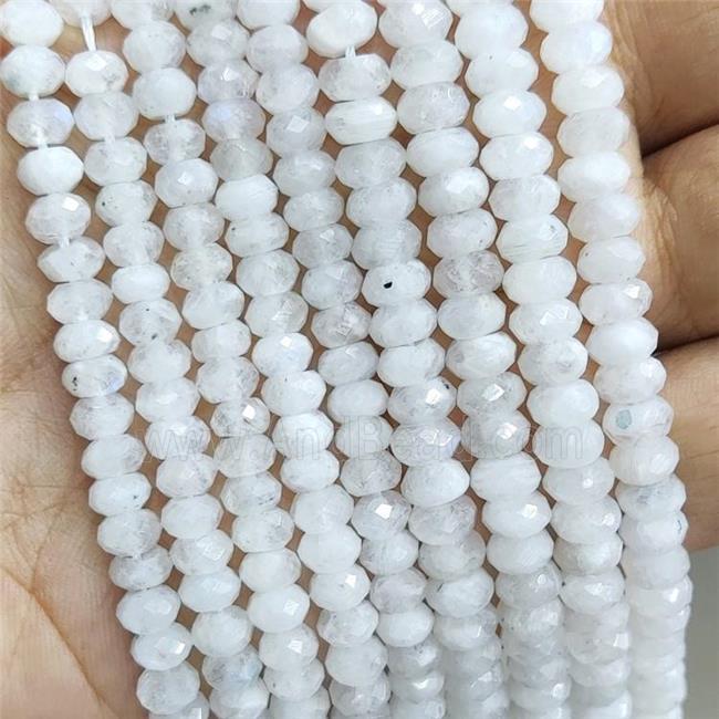 Natural White Moonstoen Beads Faceted Rondelle