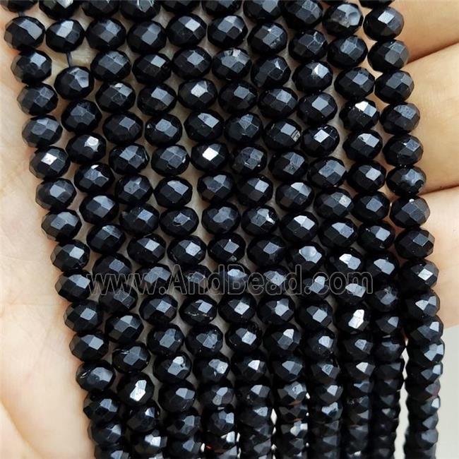 Natural Black Tourmaline Beads Faceted Rondelle