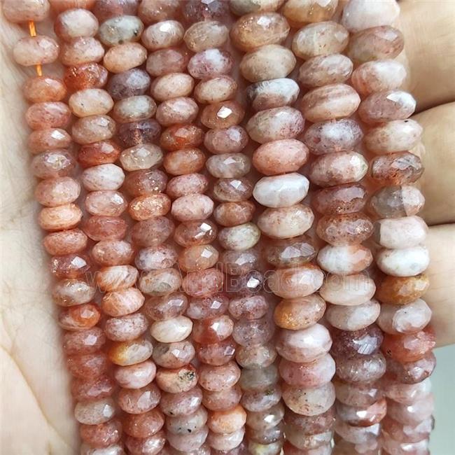 Natural Gold Sunstone Beads Peach Faceted Rondelle