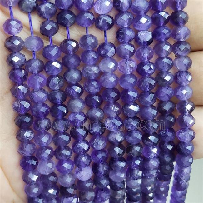 Natural Amethyst Beads Purple Faceted Rondelle