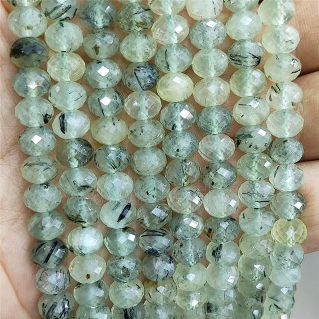 Natural Prehnite Beads Green Faceted Rondelle
