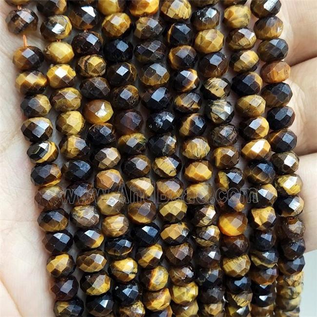 Natural Tiger Eye Stone Beads Faceted Rondelle
