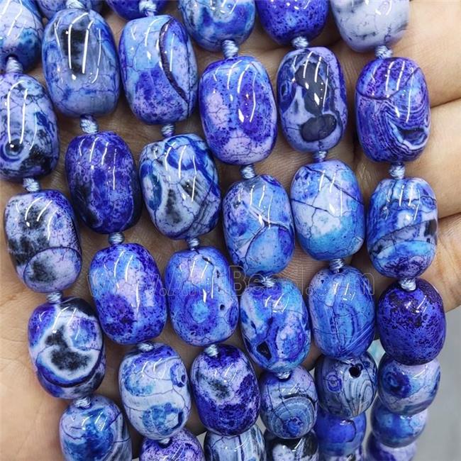 Natural Agate Beads Barrel Fired BLue Dye