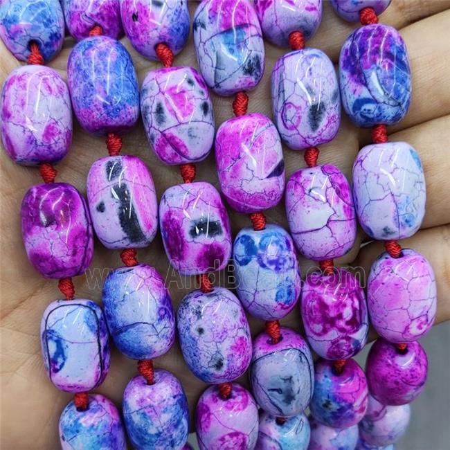 Natural Agate Beads Barrel Fired Hotpink Dye