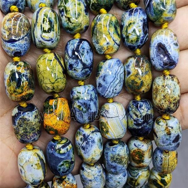 Natural Agate Beads Barrel Fired Olive Dye