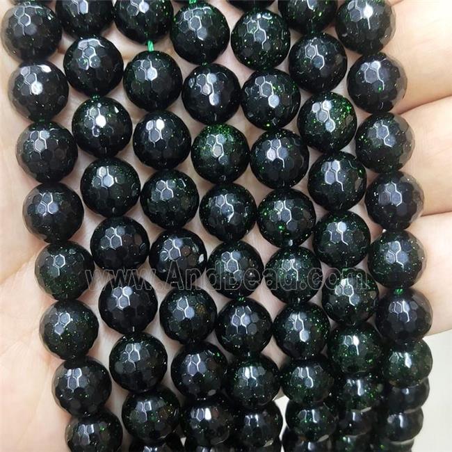 Green Sandstone Beads Faceted Round