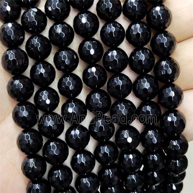 Black Onyx Agate Beads Faceted Round