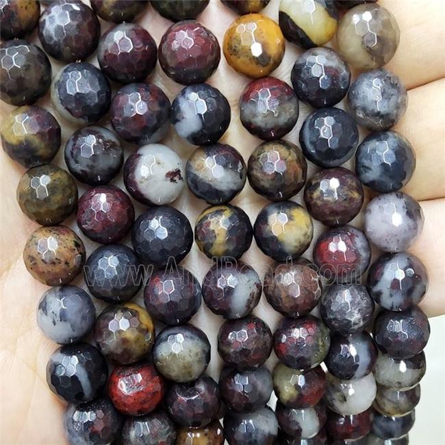 Poppy Jasper Beads Multicolor Dye Faceted Round