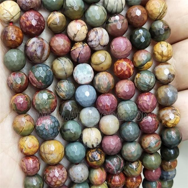 Natural Picasso Creek Jasper Beads Red Faceted Round
