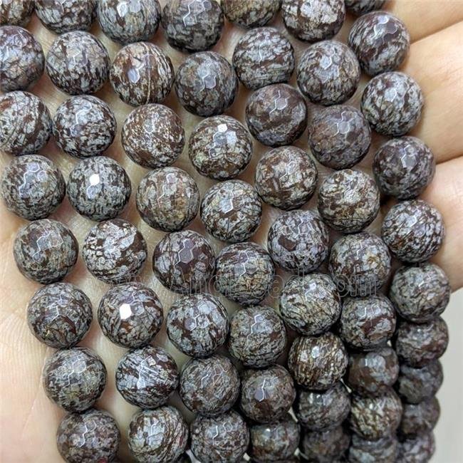 Natural Red Snowflake Jasper Beads Faceted Round