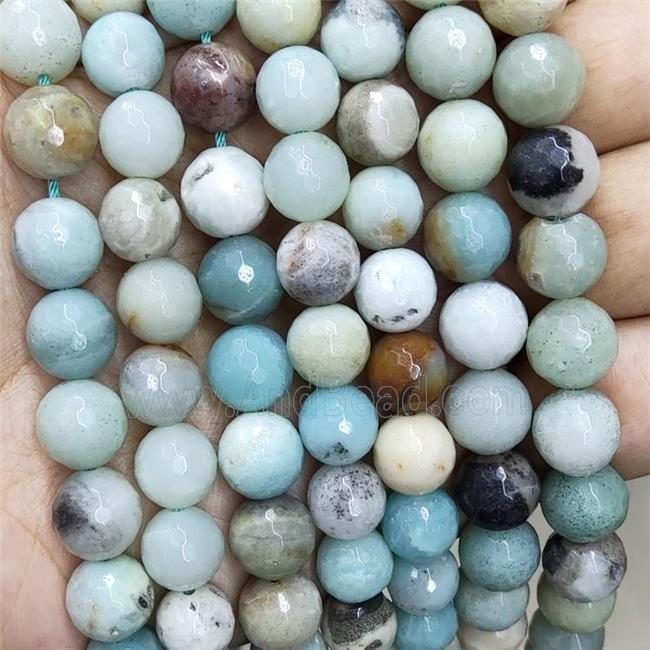 Amazonite Beads Multicolor Faceted Round