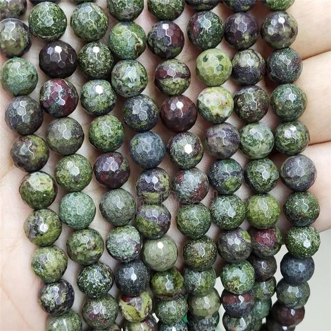 Green Dragon Bloodstone Beads Faceted Round