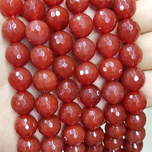 Natural Red Carnelian Agate Beads Faceted Round A-Grade