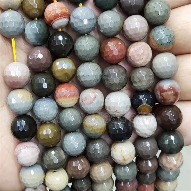 Natural American Picture Jasper Faceted Round Multicolor